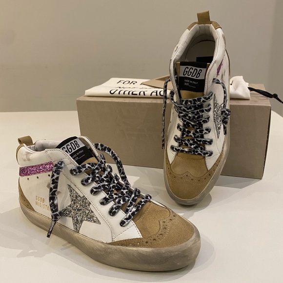 Golden Goose Mid Star White/Cappuccino/Purple NIB - Picture 2 of 11